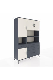 Hyperion Dolap 9 Raflı 4 Çekmeceli 4 Kapaklı 132x44x195 Antrasit-Aytaşı/Antrasit