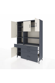 Hyperion Dolap 9 Raflı 4 Çekmeceli 4 Kapaklı 132x44x195 Antrasit-Aytaşı/Antrasit