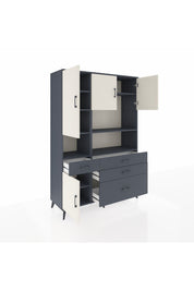 Hyperion Dolap 9 Raflı 4 Çekmeceli 4 Kapaklı 132x44x195 Antrasit-Aytaşı/Antrasit