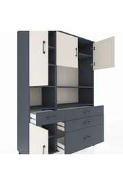 Hyperion Dolap 9 Raflı 4 Çekmeceli 4 Kapaklı 132x44x195 Antrasit-Aytaşı/Antrasit