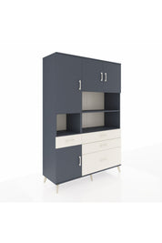 Hyperion Dolap 9 Raflı 4 Çekmeceli 4 Kapaklı 132x44x195 Antrasit-Antrasit/Aytaşı