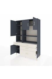 Hyperion Dolap 9 Raflı 4 Çekmeceli 4 Kapaklı 132x44x195 Antrasit-Antrasit/Aytaşı