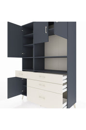 Hyperion Dolap 9 Raflı 4 Çekmeceli 4 Kapaklı 132x44x195 Antrasit-Antrasit/Aytaşı