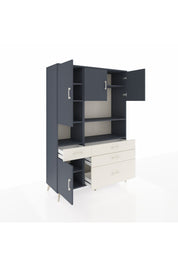 Hyperion Dolap 9 Raflı 4 Çekmeceli 4 Kapaklı 132x44x195 Antrasit-Antrasit/Aytaşı