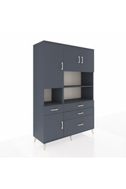 Hyperion Dolap 9 Raflı 4 Çekmeceli 4 Kapaklı 132x44x195 Antrasit-Antrasit/Antrasit