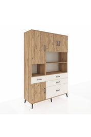 Hyperion Dolap 9 Raflı 4 Çekmeceli 4 Kapaklı 132x44x195 Çam-Çam/Aytaşı