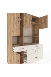 Hyperion Dolap 9 Raflı 4 Çekmeceli 4 Kapaklı 132x44x195 Çam-Çam/Aytaşı