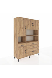 Hyperion Dolap 9 Raflı 4 Çekmeceli 4 Kapaklı 132x44x195 Çam-Çam/Çam