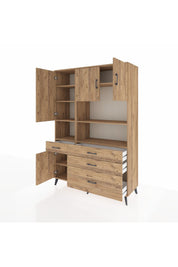 Hyperion Dolap 9 Raflı 4 Çekmeceli 4 Kapaklı 132x44x195 Çam-Çam/Çam