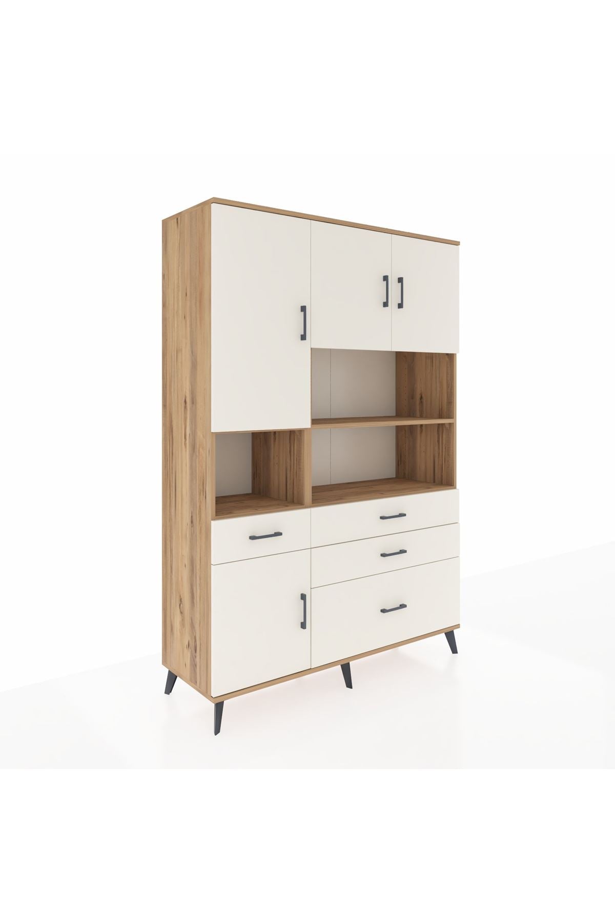 Hyperion Dolap 9 Raflı 4 Çekmeceli 4 Kapaklı 132x44x195 Çam-Aytaşı/Aytaşı