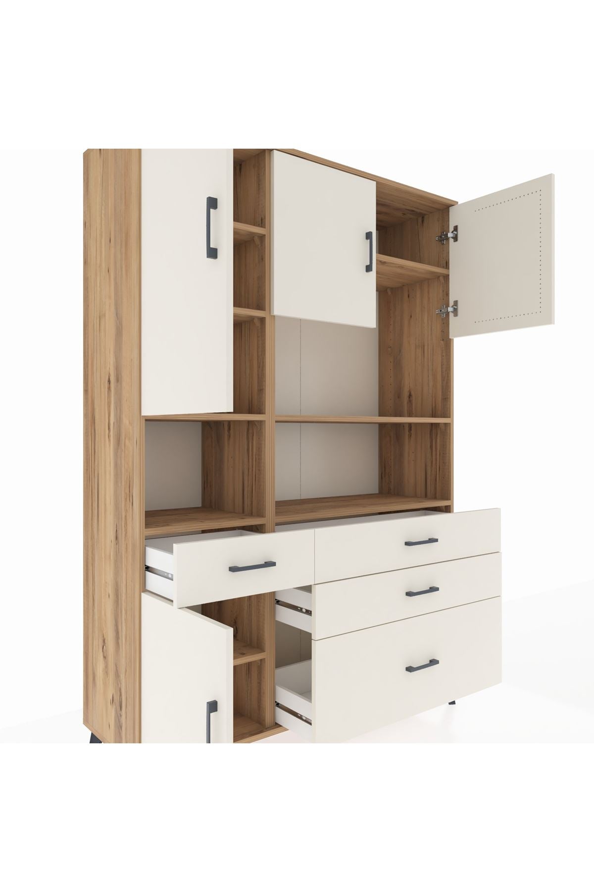 Hyperion Dolap 9 Raflı 4 Çekmeceli 4 Kapaklı 132x44x195 Çam-Aytaşı/Aytaşı
