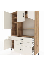 Hyperion Dolap 9 Raflı 4 Çekmeceli 4 Kapaklı 132x44x195 Çam-Aytaşı/Aytaşı
