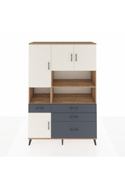 Hyperion Dolap 9 Raflı 4 Çekmeceli 4 Kapaklı 132x44x195 Çam-Aytaşı/Antrasit