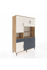 Hyperion Dolap 9 Raflı 4 Çekmeceli 4 Kapaklı 132x44x195 Çam-Aytaşı/Antrasit