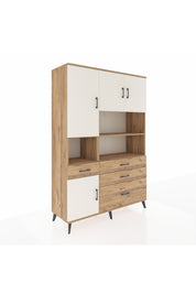 Hyperion Dolap 9 Raflı 4 Çekmeceli 4 Kapaklı 132x44x195 Çam-Aytaşı/Çam