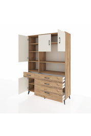 Hyperion Dolap 9 Raflı 4 Çekmeceli 4 Kapaklı 132x44x195 Çam-Aytaşı/Çam