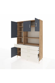 Hyperion Dolap 9 Raflı 4 Çekmeceli 4 Kapaklı 132x44x195 Çam-Antrasit/Aytaşı