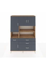 Hyperion Dolap 9 Raflı 4 Çekmeceli 4 Kapaklı 132x44x195 Çam-Antrasit/Antrasit