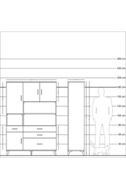 Hyperion Dolap 9 Raflı 4 Çekmeceli 4 Kapaklı 132x44x195 Çam-Antrasit/Antrasit