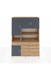 Hyperion Dolap 9 Raflı 4 Çekmeceli 4 Kapaklı 132x44x195 Çam-Antrasit/Çam