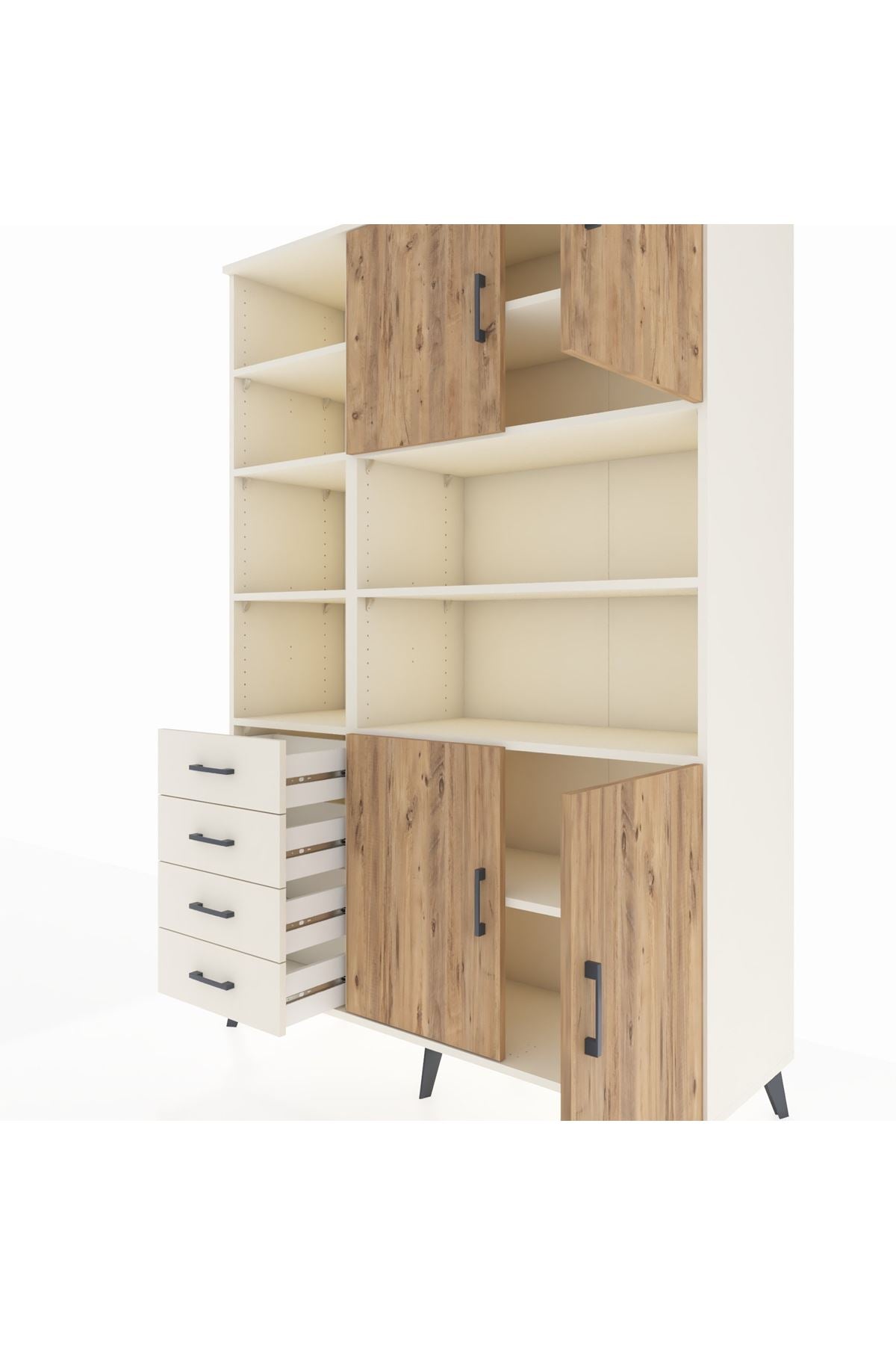 Hyperion Dolap 9 Raflı 4 Çekmeceli 4 Kapaklı 132x44x195 Aytaşı-Çam/Aytaşı