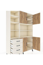 Hyperion Dolap 9 Raflı 4 Çekmeceli 4 Kapaklı 132x44x195 Aytaşı-Çam/Aytaşı