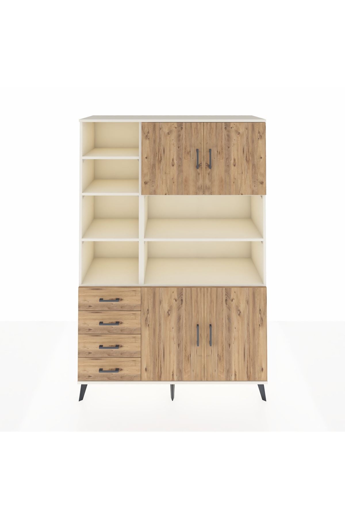 Hyperion Dolap 9 Raflı 4 Çekmeceli 4 Kapaklı 132x44x195 Aytaşı-Çam/Çam