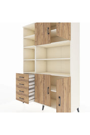 Hyperion Dolap 9 Raflı 4 Çekmeceli 4 Kapaklı 132x44x195 Aytaşı-Çam/Çam