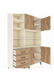 Hyperion Dolap 9 Raflı 4 Çekmeceli 4 Kapaklı 132x44x195 Aytaşı-Çam/Çam