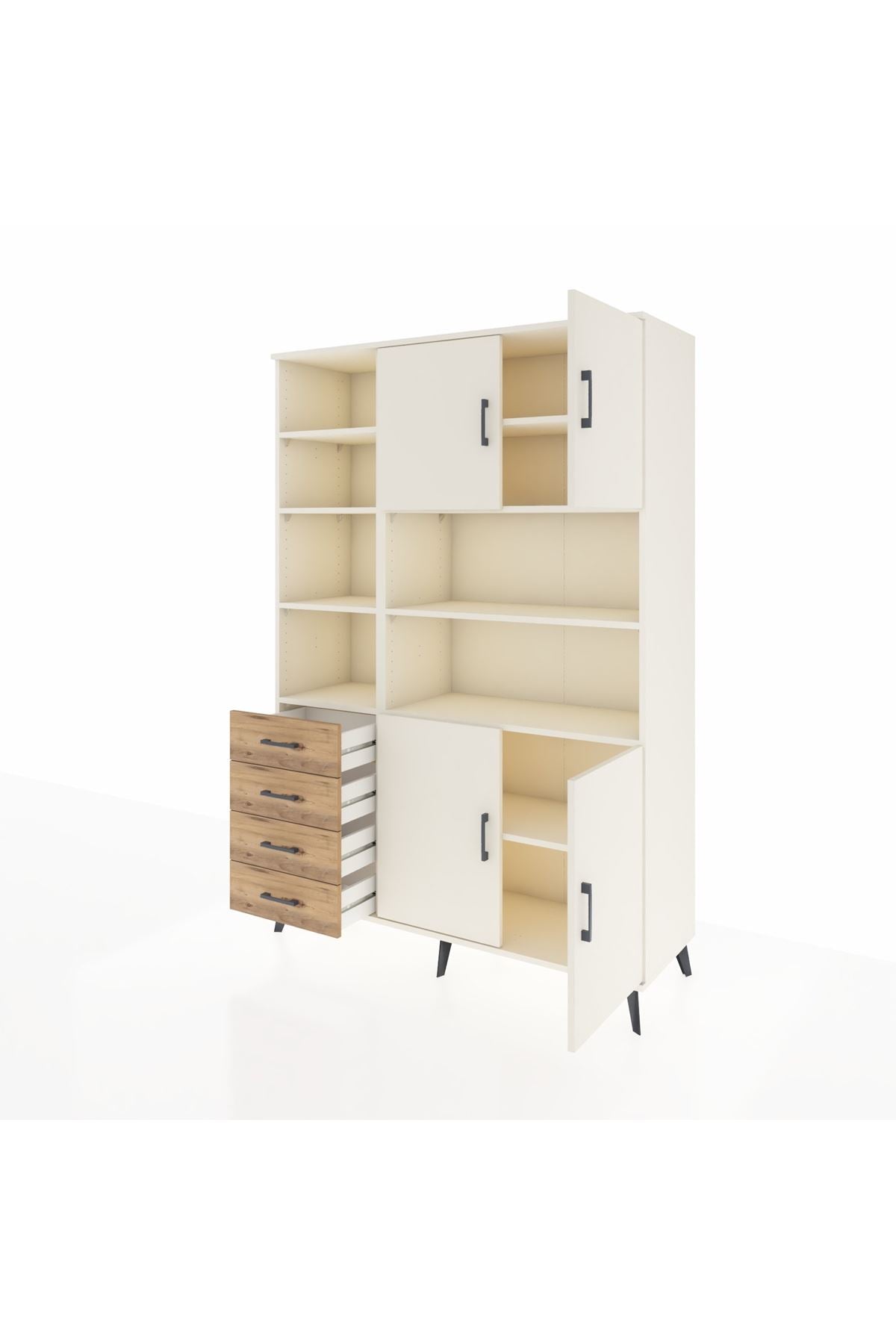 Hyperion Dolap 9 Raflı 4 Çekmeceli 4 Kapaklı 132x44x195 Aytaşı-Aytaşı/Çam