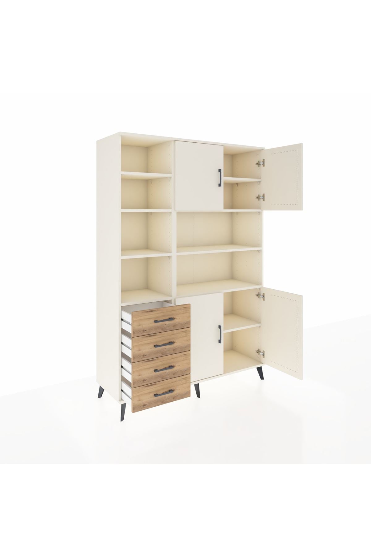 Hyperion Dolap 9 Raflı 4 Çekmeceli 4 Kapaklı 132x44x195 Aytaşı-Aytaşı/Çam