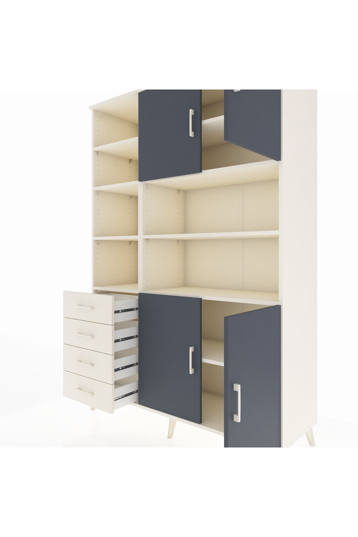 Hyperion Dolap 9 Raflı 4 Çekmeceli 4 Kapaklı 132x44x195 Aytaşı-Antrasit/Aytaşı