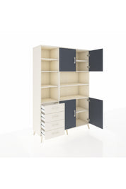 Hyperion Dolap 9 Raflı 4 Çekmeceli 4 Kapaklı 132x44x195 Aytaşı-Antrasit/Aytaşı