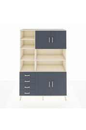 Hyperion Dolap 9 Raflı 4 Çekmeceli 4 Kapaklı 132x44x195 Aytaşı-Antrasit/Antrasit