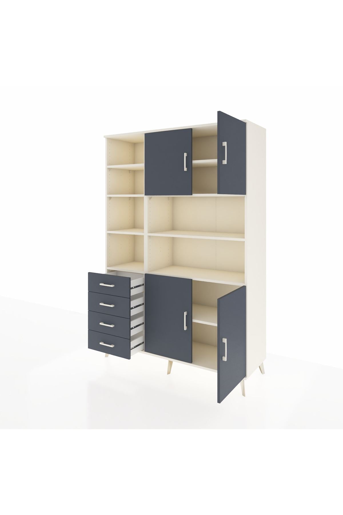 Hyperion Dolap 9 Raflı 4 Çekmeceli 4 Kapaklı 132x44x195 Aytaşı-Antrasit/Antrasit