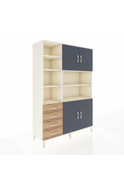 Hyperion Dolap 9 Raflı 4 Çekmeceli 4 Kapaklı 132x44x195 Aytaşı-Antrasit/Çam