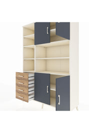 Hyperion Dolap 9 Raflı 4 Çekmeceli 4 Kapaklı 132x44x195 Aytaşı-Antrasit/Çam