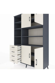 Hyperion Dolap 9 Raflı 4 Çekmeceli 4 Kapaklı 132x44x195 Antrasit-Aytaşı/Aytaşı