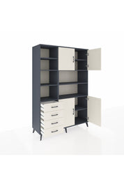Hyperion Dolap 9 Raflı 4 Çekmeceli 4 Kapaklı 132x44x195 Antrasit-Aytaşı/Aytaşı