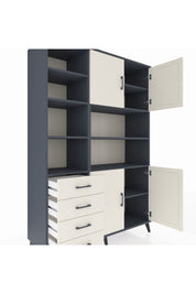 Hyperion Dolap 9 Raflı 4 Çekmeceli 4 Kapaklı 132x44x195 Antrasit-Aytaşı/Aytaşı