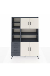 Hyperion Dolap 9 Raflı 4 Çekmeceli 4 Kapaklı 132x44x195 Antrasit-Aytaşı/Antrasit