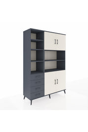 Hyperion Dolap 9 Raflı 4 Çekmeceli 4 Kapaklı 132x44x195 Antrasit-Aytaşı/Antrasit