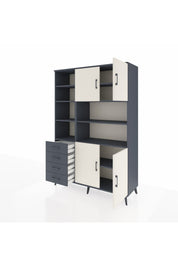 Hyperion Dolap 9 Raflı 4 Çekmeceli 4 Kapaklı 132x44x195 Antrasit-Aytaşı/Antrasit