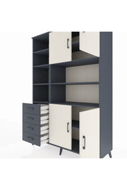 Hyperion Dolap 9 Raflı 4 Çekmeceli 4 Kapaklı 132x44x195 Antrasit-Aytaşı/Antrasit