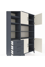 Hyperion Dolap 9 Raflı 4 Çekmeceli 4 Kapaklı 132x44x195 Antrasit-Aytaşı/Antrasit