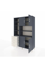 Hyperion Dolap 9 Raflı 4 Çekmeceli 4 Kapaklı 132x44x195 Antrasit-Antrasit/Aytaşı