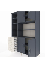 Hyperion Dolap 9 Raflı 4 Çekmeceli 4 Kapaklı 132x44x195 Antrasit-Antrasit/Aytaşı