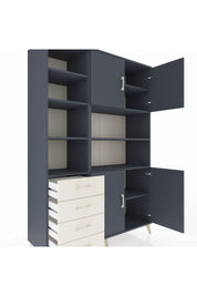 Hyperion Dolap 9 Raflı 4 Çekmeceli 4 Kapaklı 132x44x195 Antrasit-Antrasit/Aytaşı