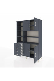 Hyperion Dolap 9 Raflı 4 Çekmeceli 4 Kapaklı 132x44x195 Antrasit-Antrasit/Antrasit