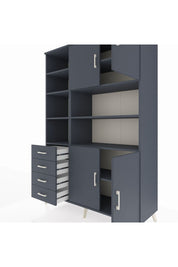 Hyperion Dolap 9 Raflı 4 Çekmeceli 4 Kapaklı 132x44x195 Antrasit-Antrasit/Antrasit
